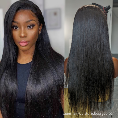 Natural Color Straight Wave Full Cuticle Aligned Unprocessed Indian 13*4 Lace Frontal Human Hair Wigs